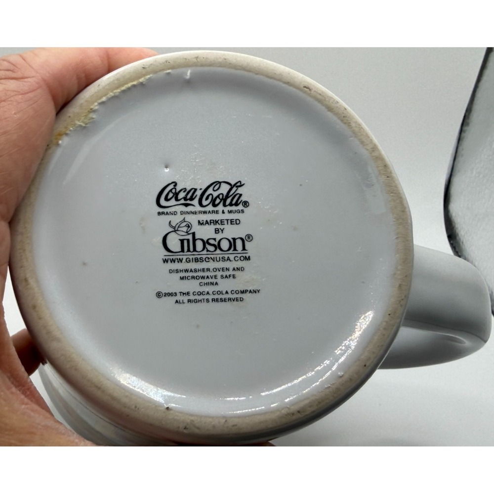 Coca~Cola Coffee Mug "Refreshing" Ice Cold Red/Yellow Check Gibson 14oz. Vintage - Picture 6 of 6